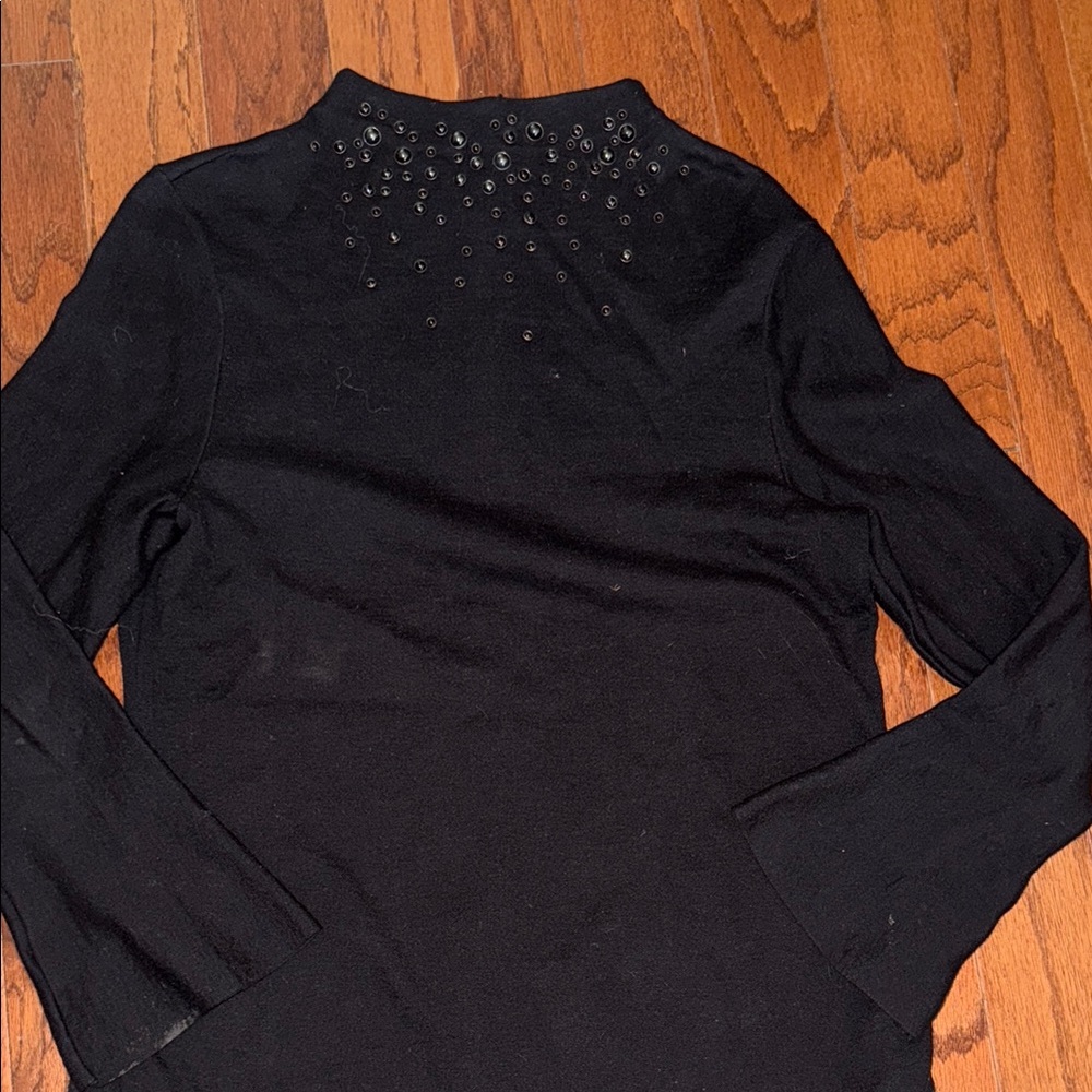 Elegant Black Studded Women's Top